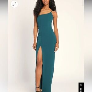Lulu’s Green One-Shoulder Maxi Dress NWT